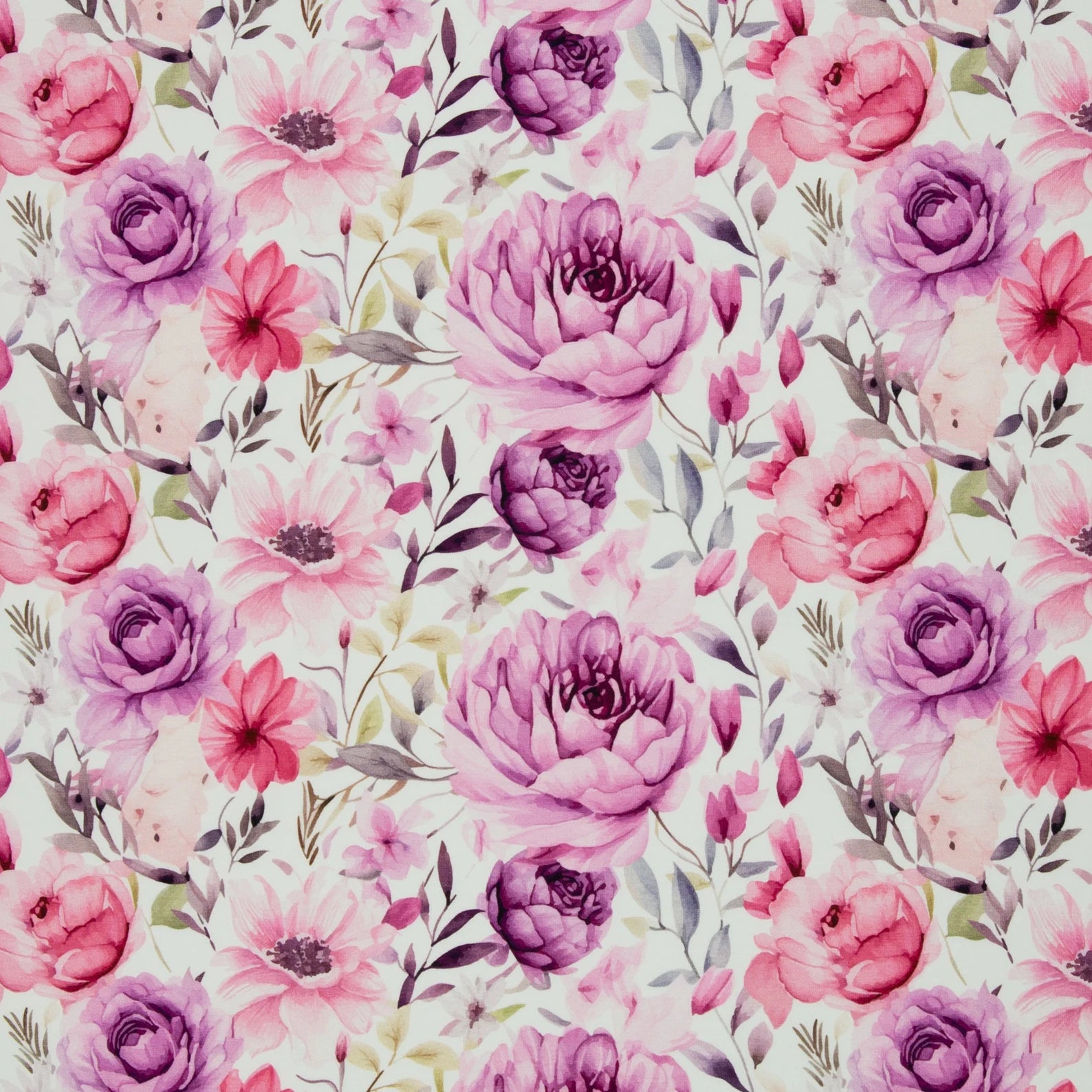 Jersey Stoff - Floral/Blumen/Samern (Meterware ab 0.50m)