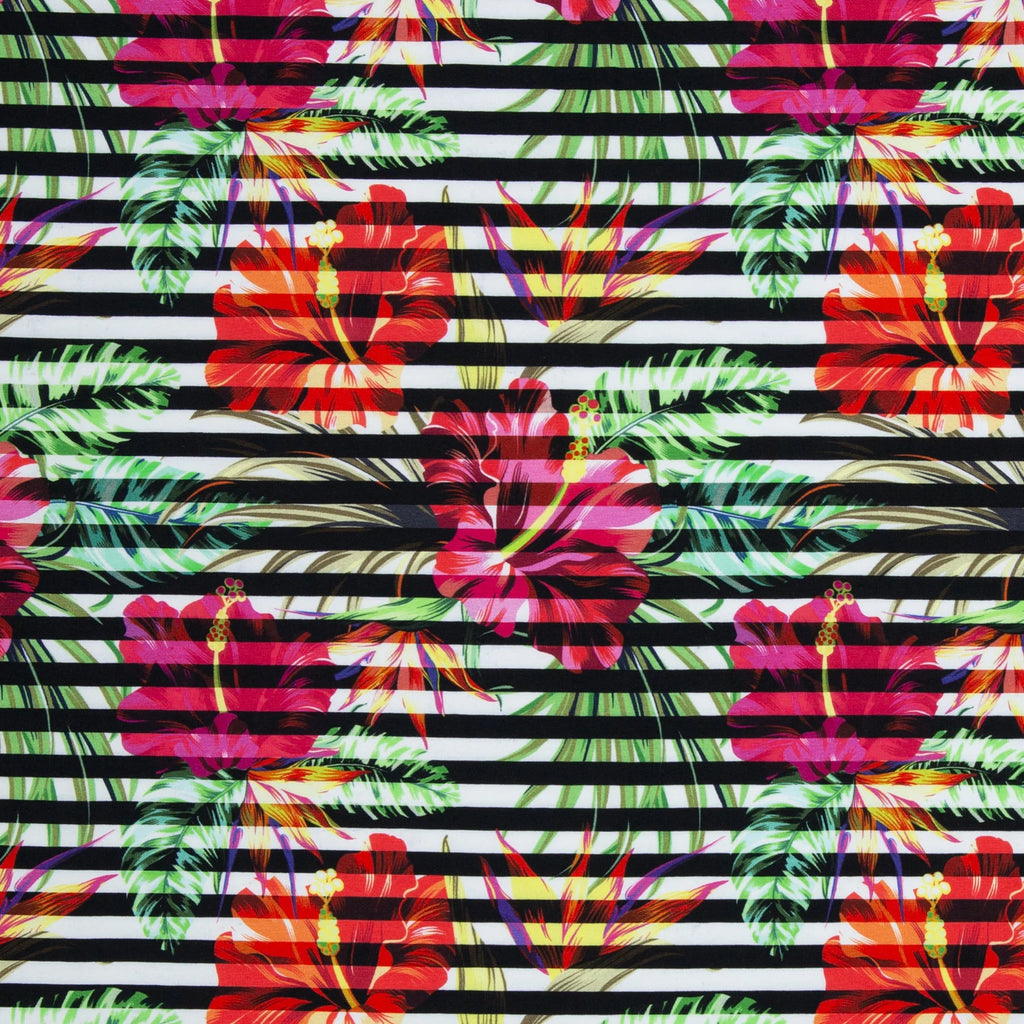 Jersey Stoff - Floral/Blumen/Berne - Schwarz (Meterware ab 0.50m)