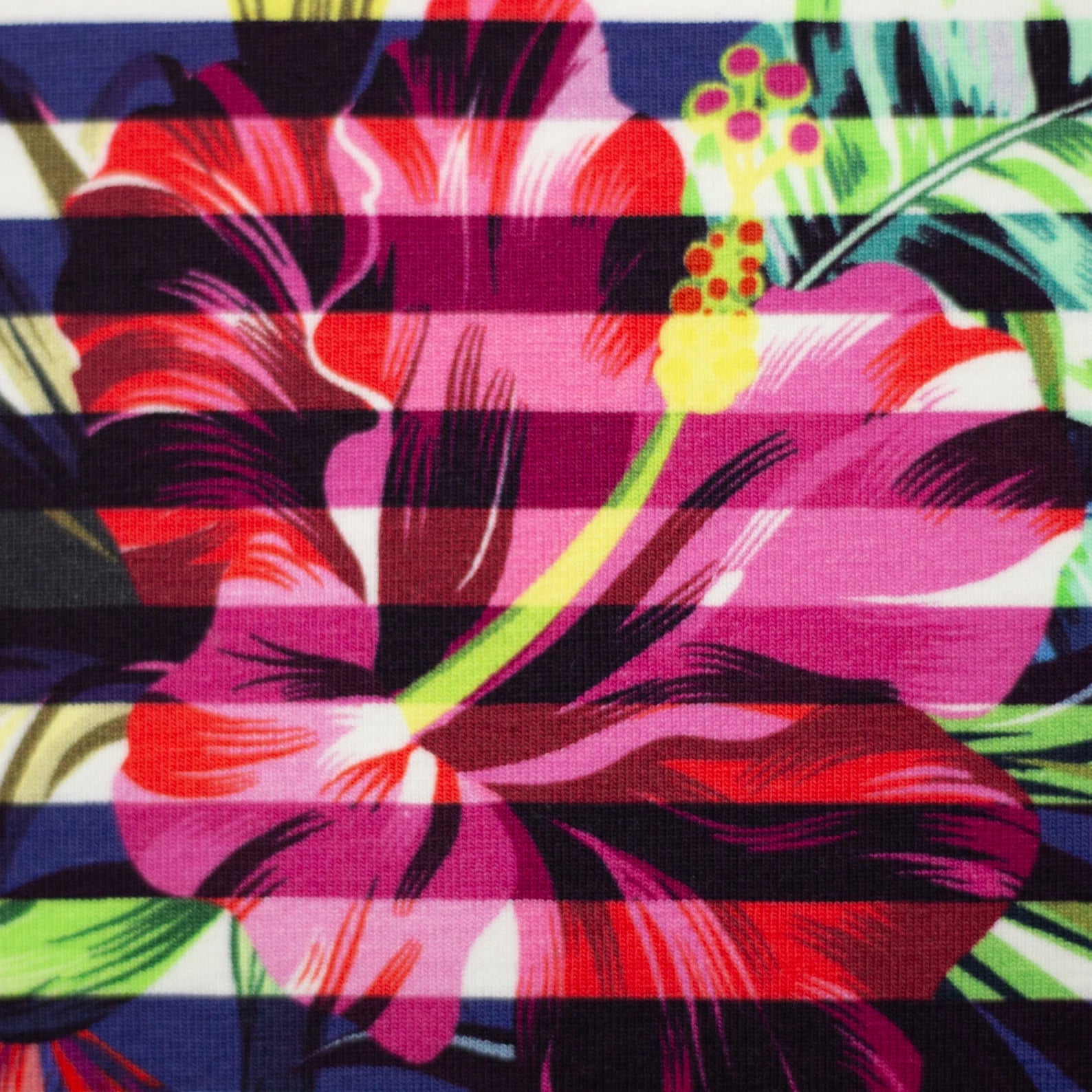 Jersey Stoff - Floral/Blumen/Berne - Blau (Meterware ab 0.50m)