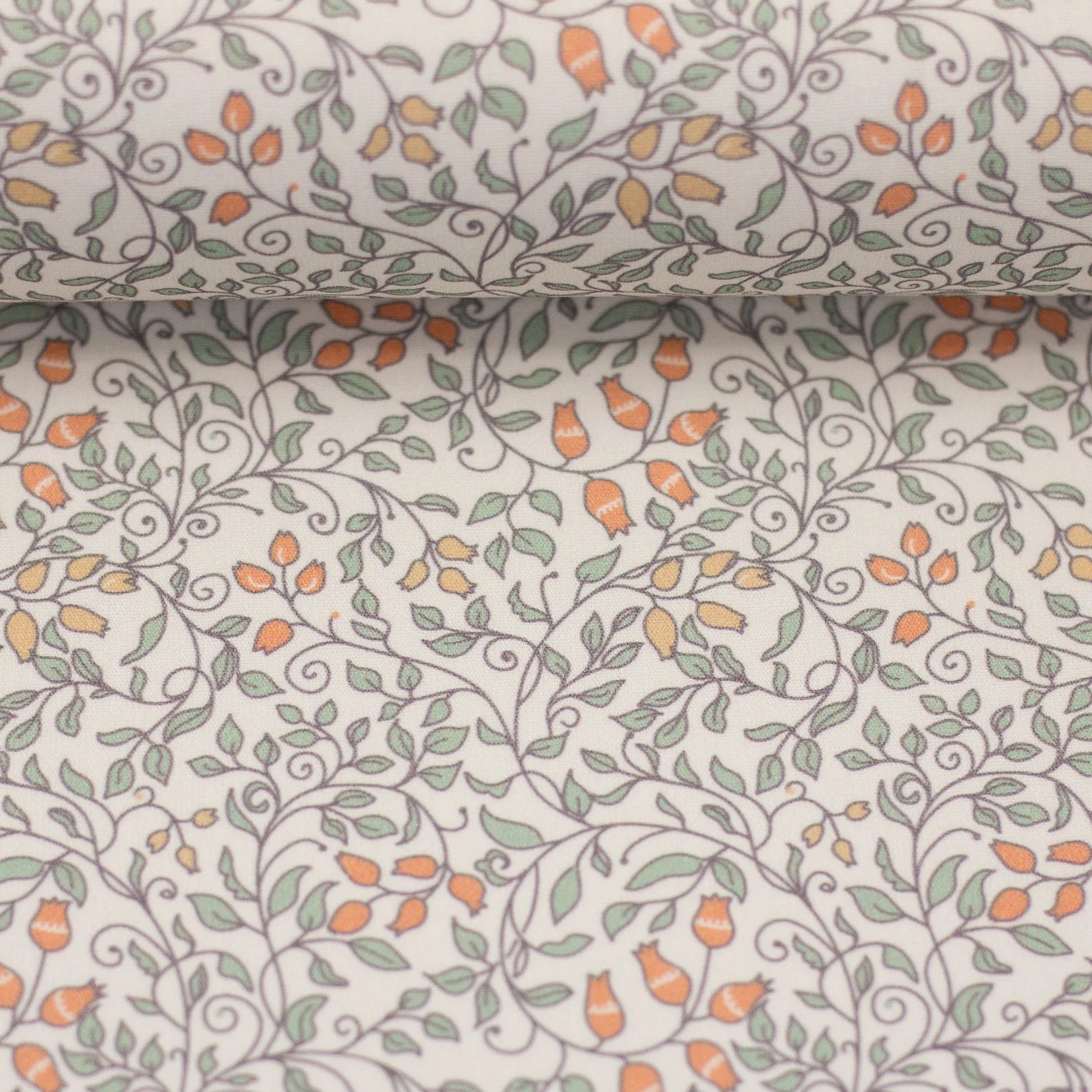 Baumwolle Webware Stoff - Tumba, Ornamente, Yoga, Floral - orange (Meterware ab 0.50m)