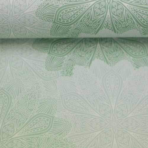 Baumwolle Webware Stoff - Tumba, Ornamente, Yoga, Mandala - Mint (Meterware ab 0.50m)