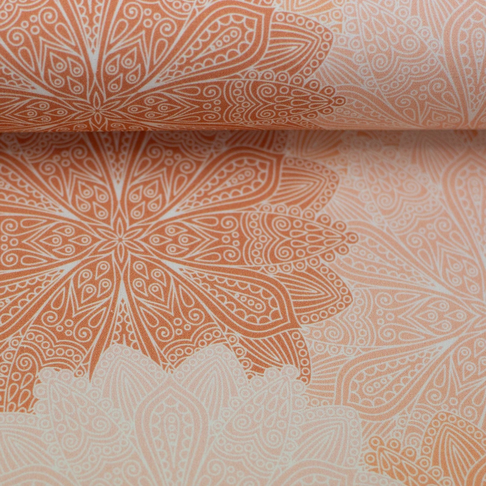 Baumwolle Webware Stoff - Tumba, Ornamente, Yoga, Mandala - Orange (Meterware ab 0.50m)