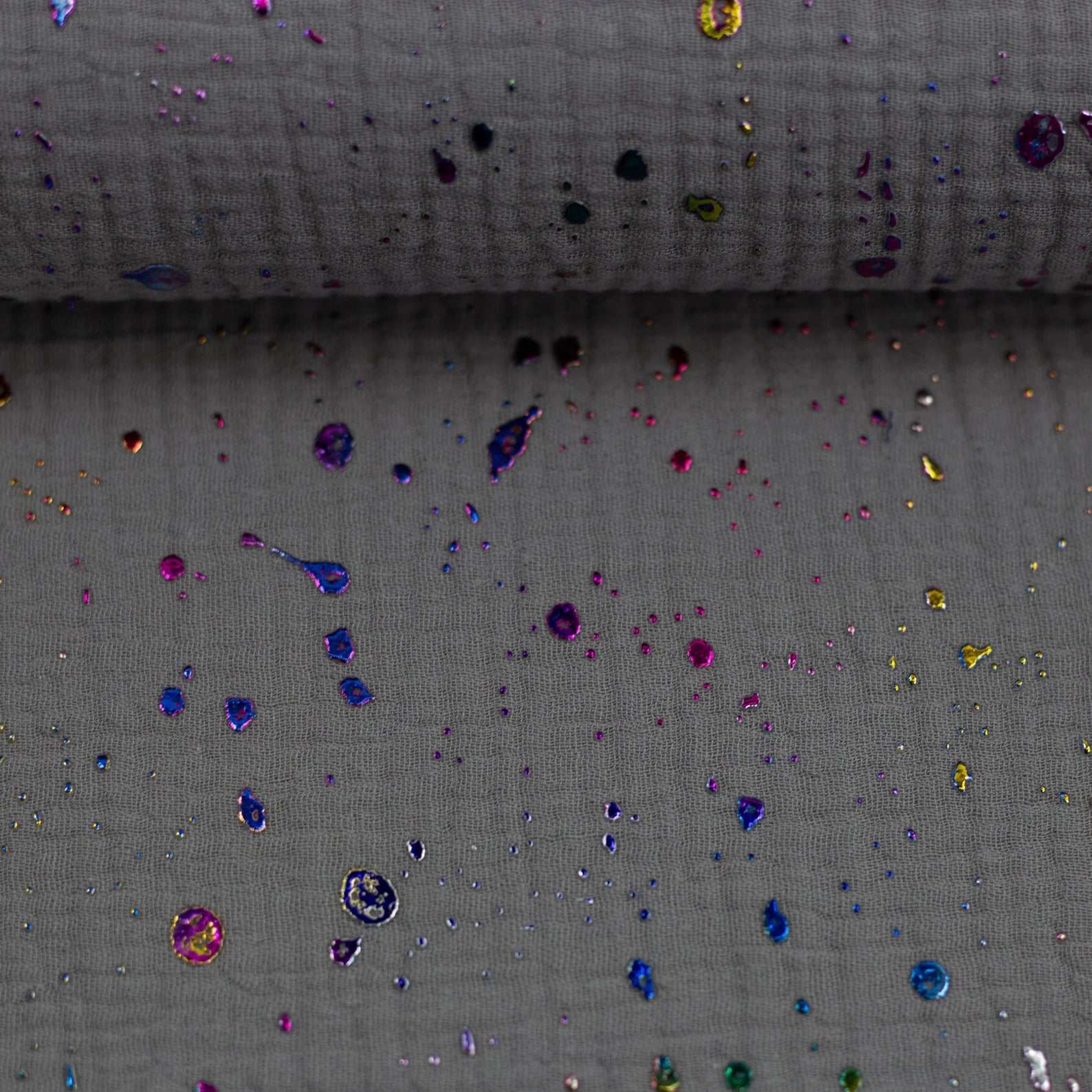 Musselin Stoff - Rainbow Kleckse (Meterware ab 0.50m)