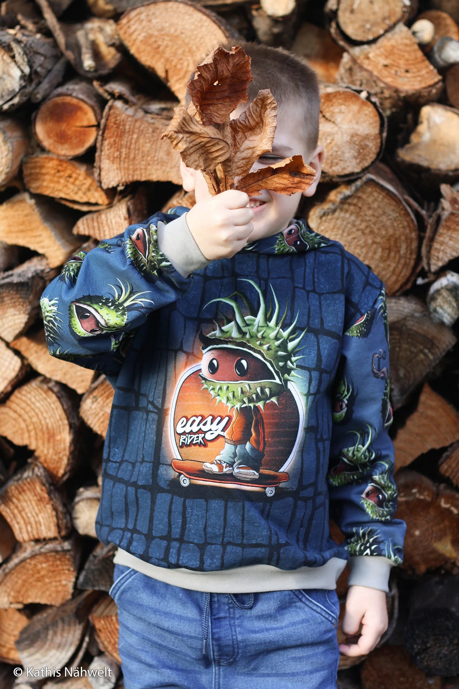 Panel French Terry - Chestnut Friends jeansblau - Thorsten Berger (Panellänge 85cm/Pro Stück)