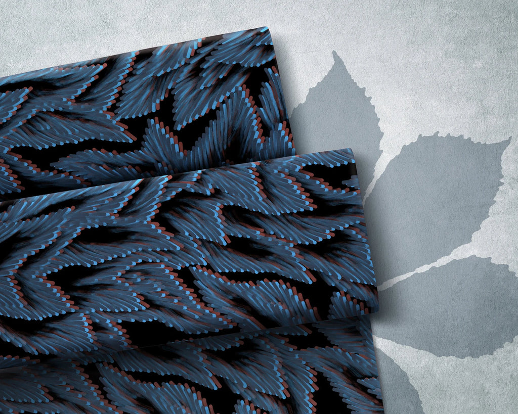 Viskose Stoff - Fall Leaves - Blau (Meterware ab 0.50m)
