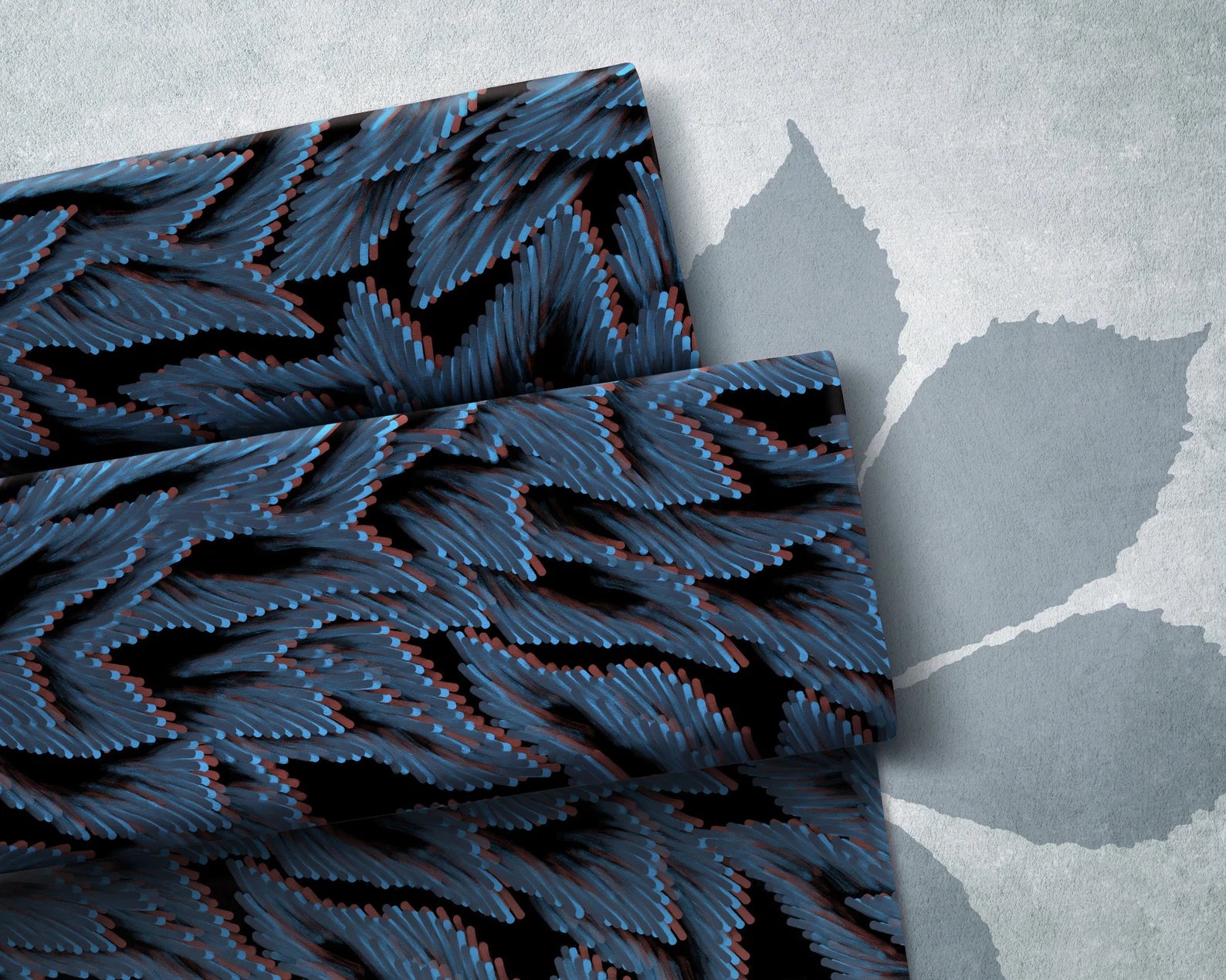 Viskose Stoff - Fall Leaves - Blau (Meterware ab 0.50m)