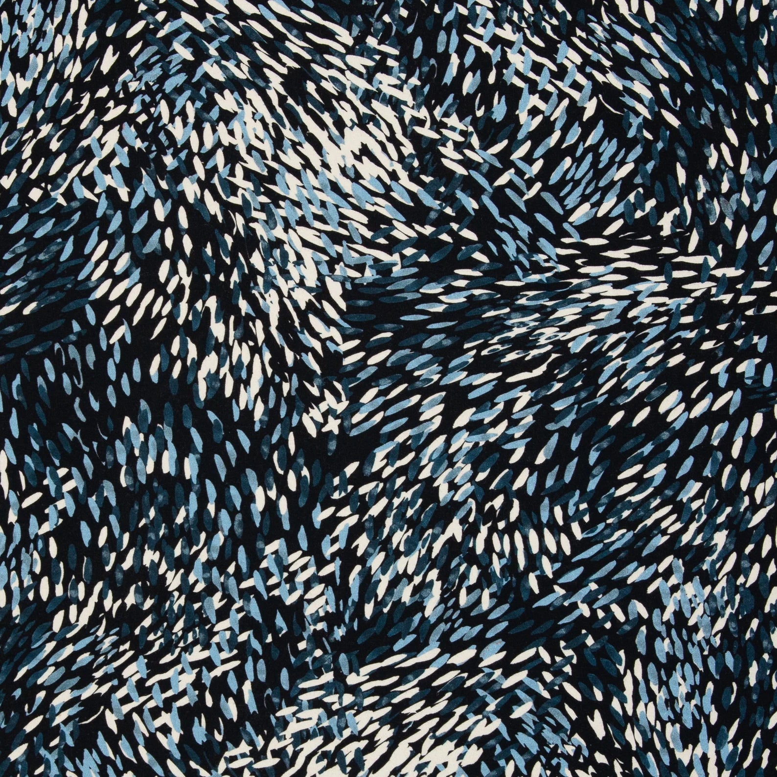 Modal Jersey Stoff - Abstrakt - Tupfen/Blätter - blau/weiß (Meterware ab 0.50m)