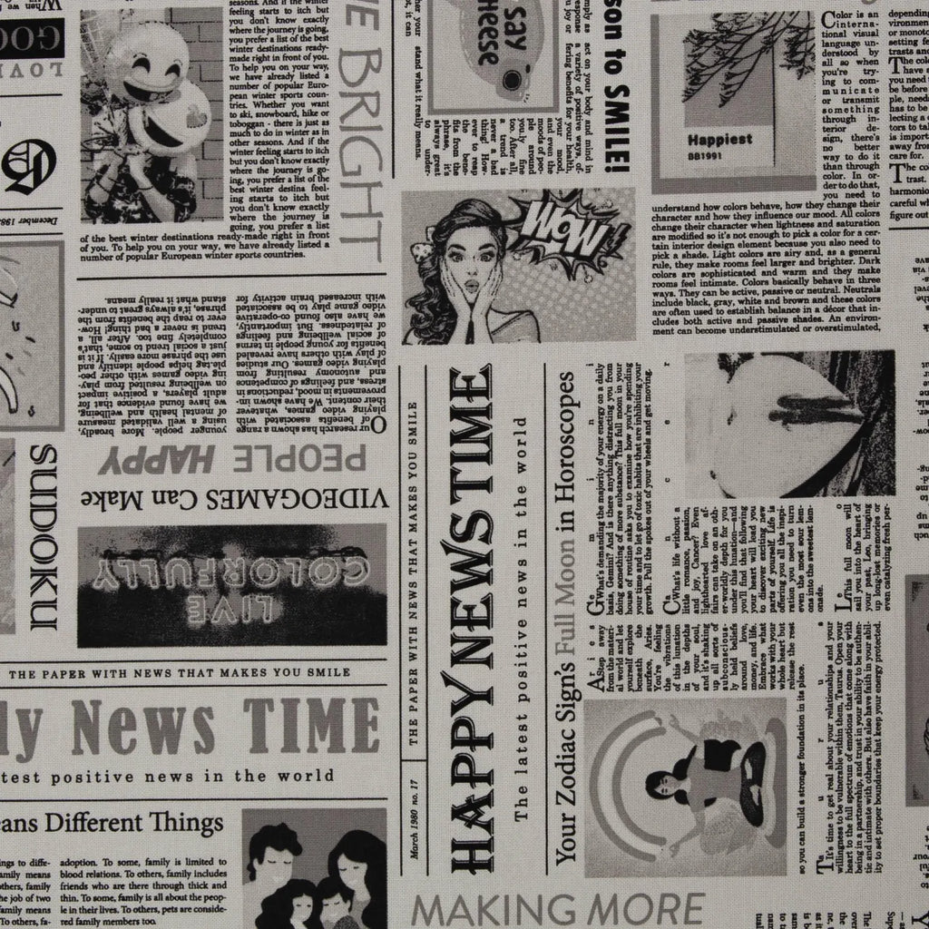 Canvas - Dekostoff - Newspaper - Zeitung (Meterware ab 0.50m)
