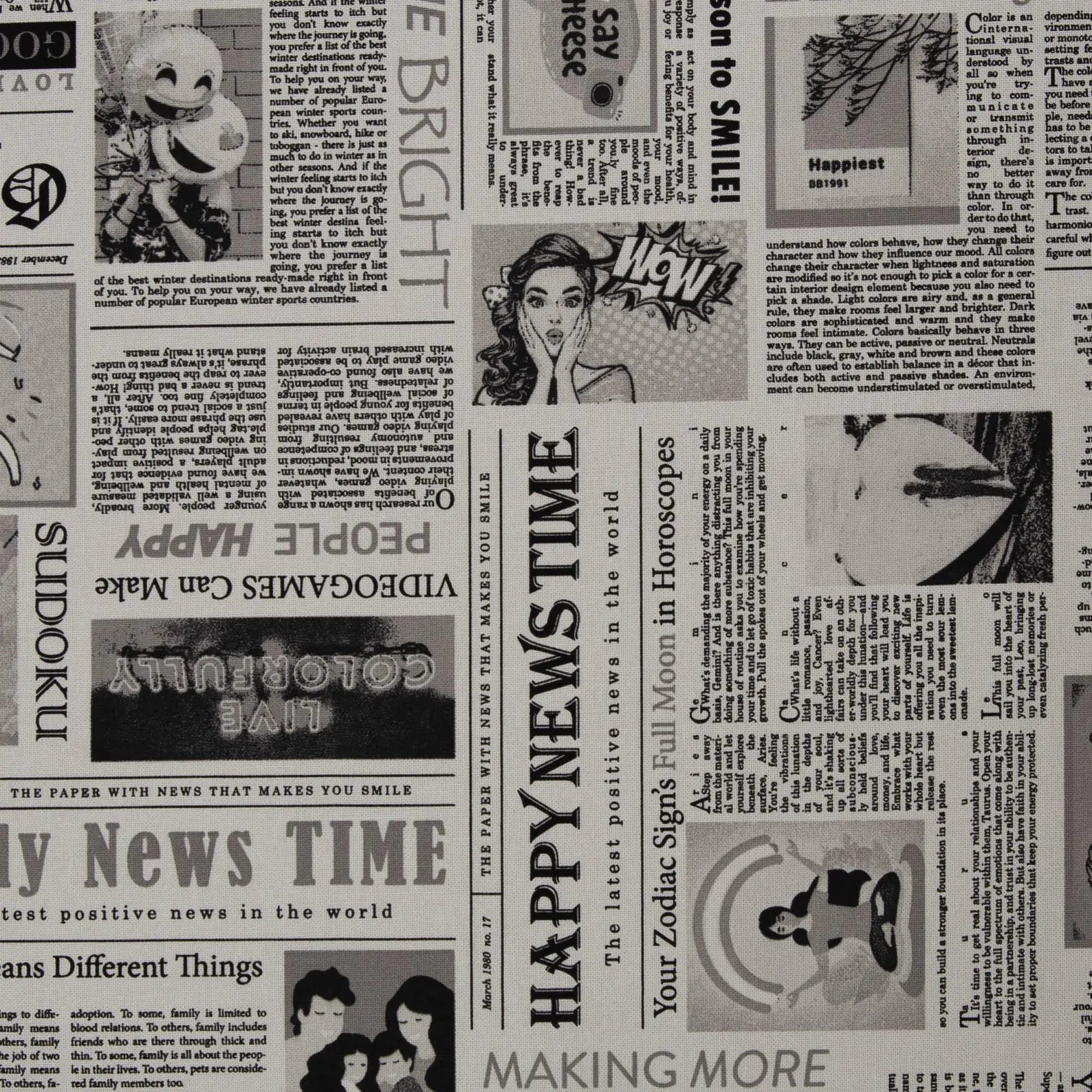 Canvas - Dekostoff - Newspaper - Zeitung (Meterware ab 0.50m)