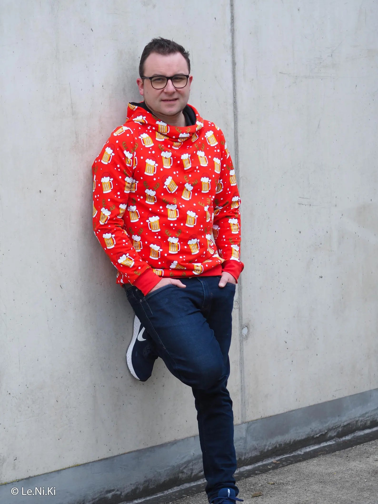 Sweat Stoff - Weihnachtsbier (Holly) (Meterware ab 0.50m)
