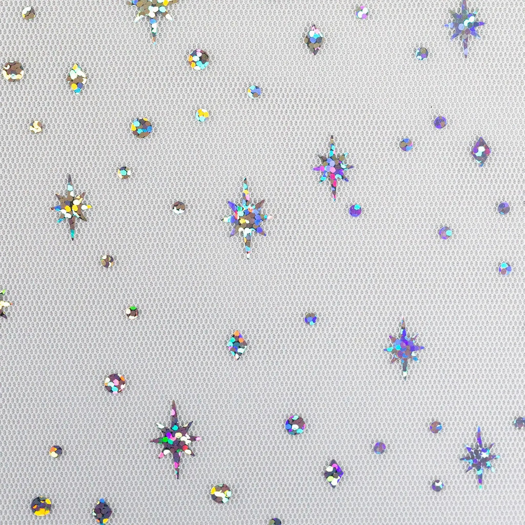 Tüll - Strass weiß (Meterware ab 0.50m)