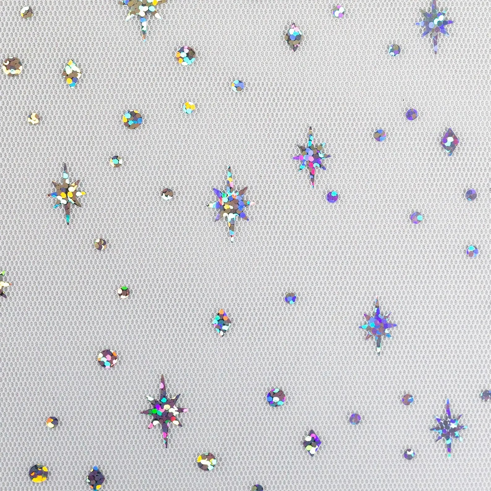 Tüll - Strass weiß (Meterware ab 0.50m)