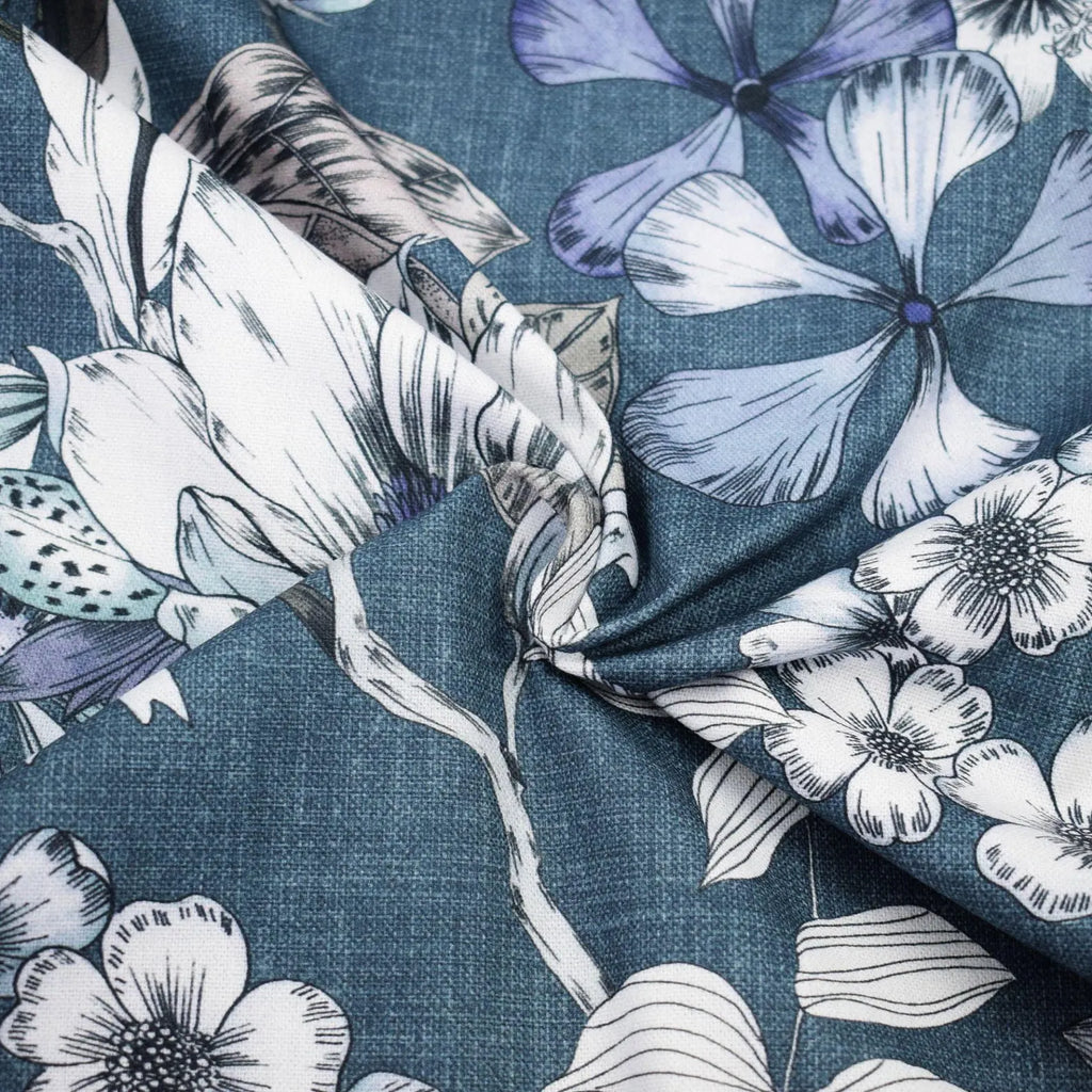 Canvas - Jeans Blumen (Meterware ab 0.50m)