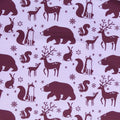 French Terry - Waldtiere by Käselotti - Purple (Meterware ab 0.50m)