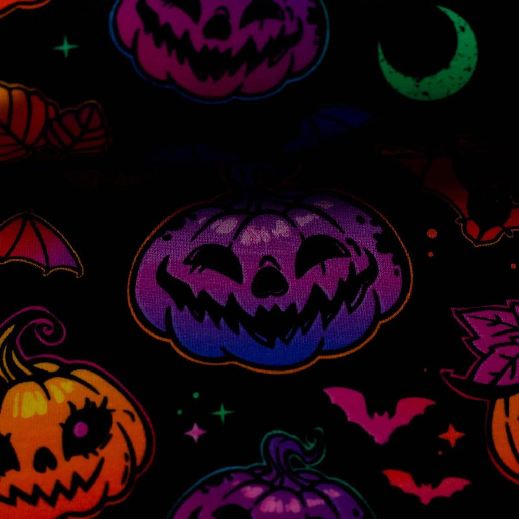 French Terry Stoff - Halloween Kürbisse (Meterware ab 0.50m)