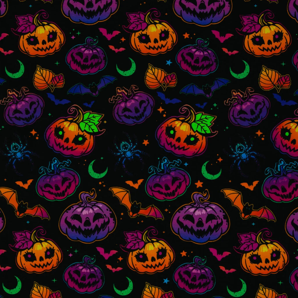 French Terry Stoff - Halloween Kürbisse (Meterware ab 0.50m)