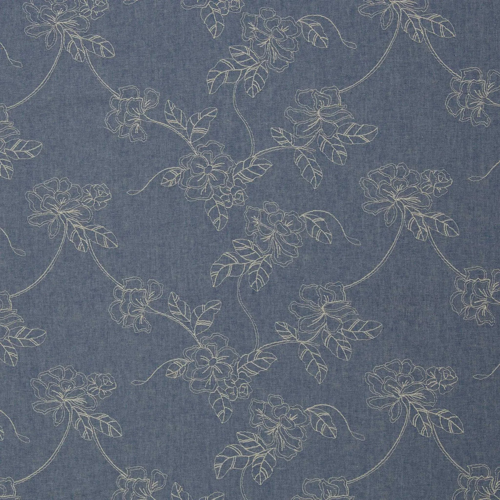 Baumwolle Jeansstoff - Hellblau mit Stickerei (Meterware ab 0.50m)