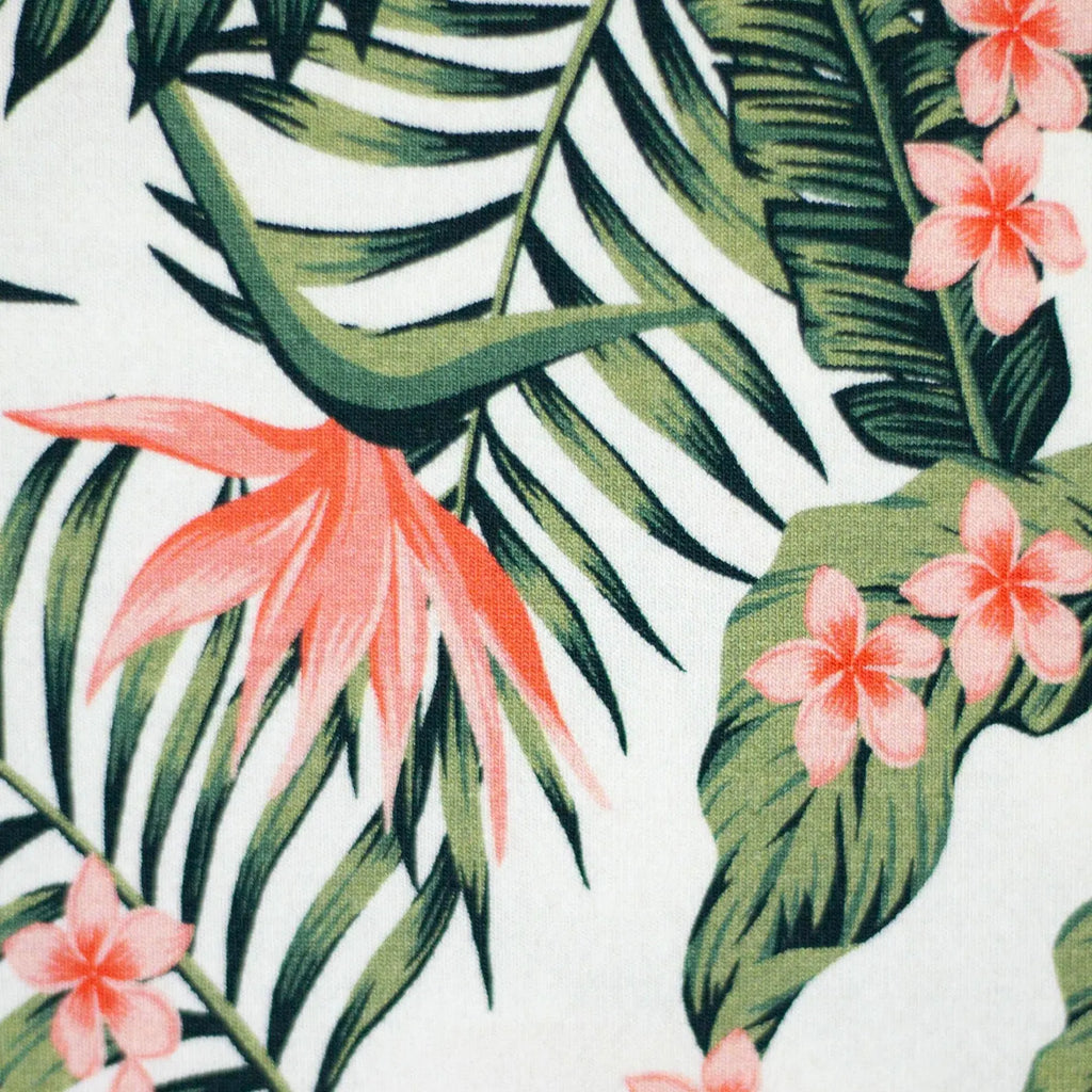 Jersey Stoff - Tropical Summer - Weiß (Meterware ab 0.50m)