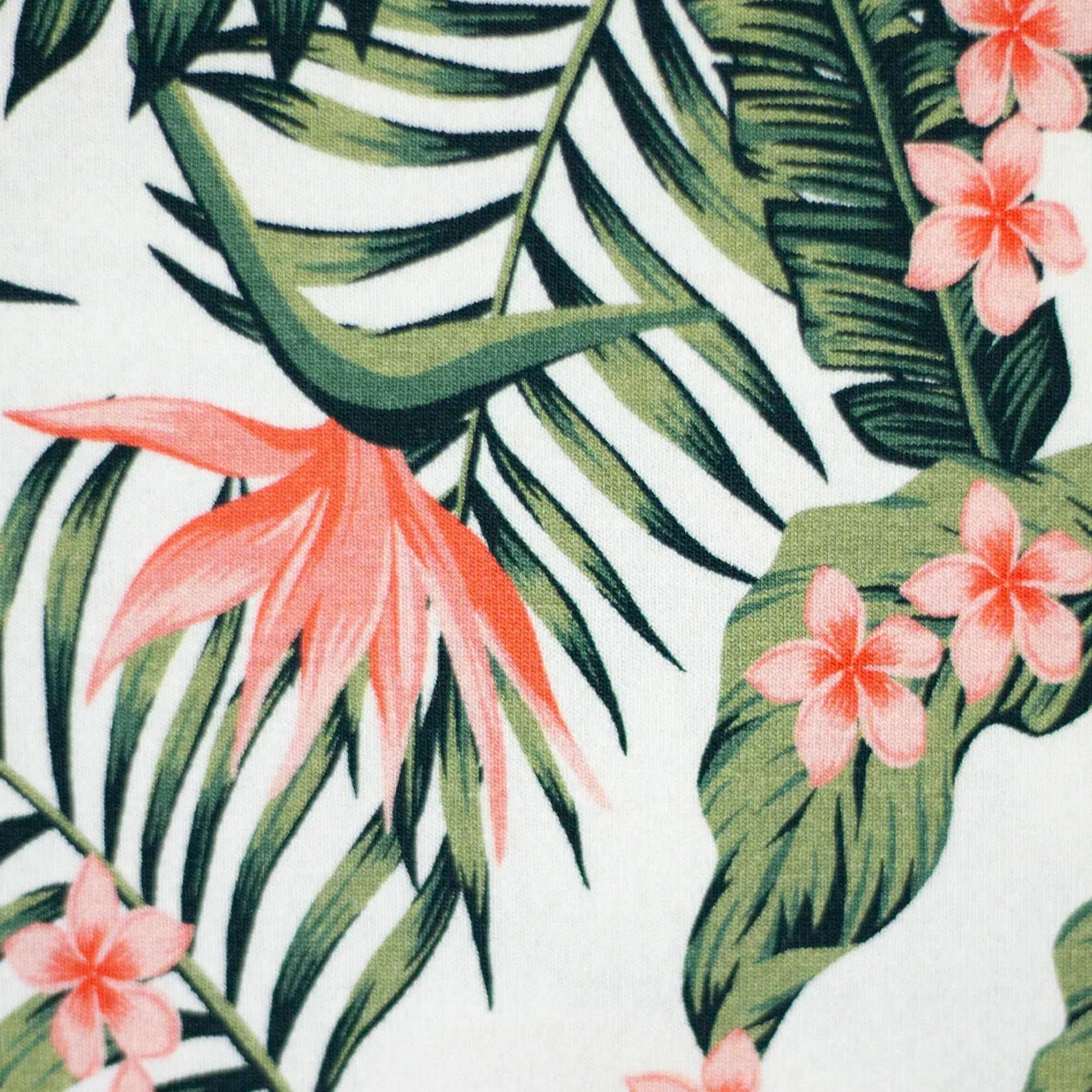Jersey Stoff - Tropical Summer - Weiß (Meterware ab 0.50m)