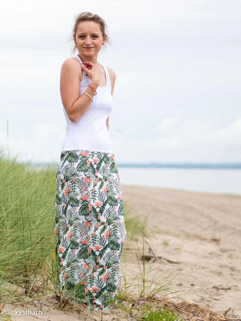 Jersey Stoff - Tropical Summer - Weiß (Meterware ab 0.50m)