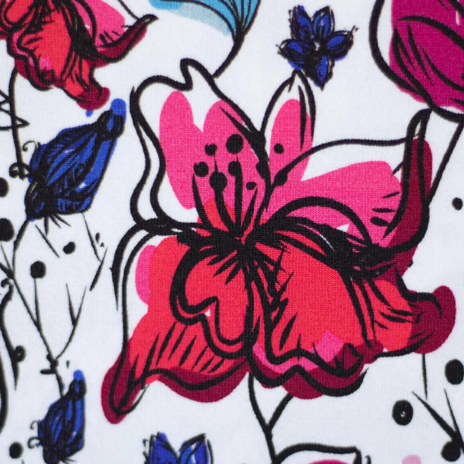 Jersey Stoff - Blumen Summer (Meterware ab 0.50m)