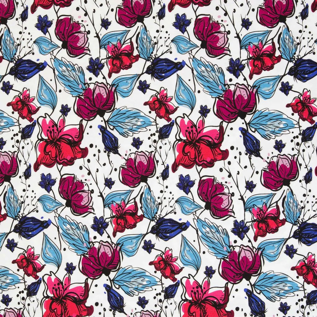Jersey Stoff - Blumen Summer (Meterware ab 0.50m)