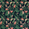 Jersey Stoff - Tropical Summer - Schwarz (Meterware ab 0.50m)