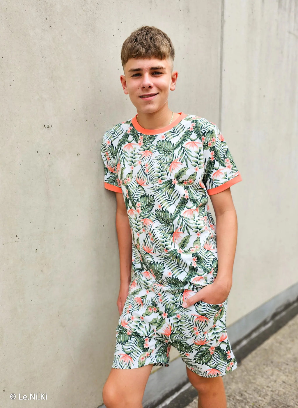 Jersey Stoff - Tropical Summer - Weiß (Meterware ab 0.50m)