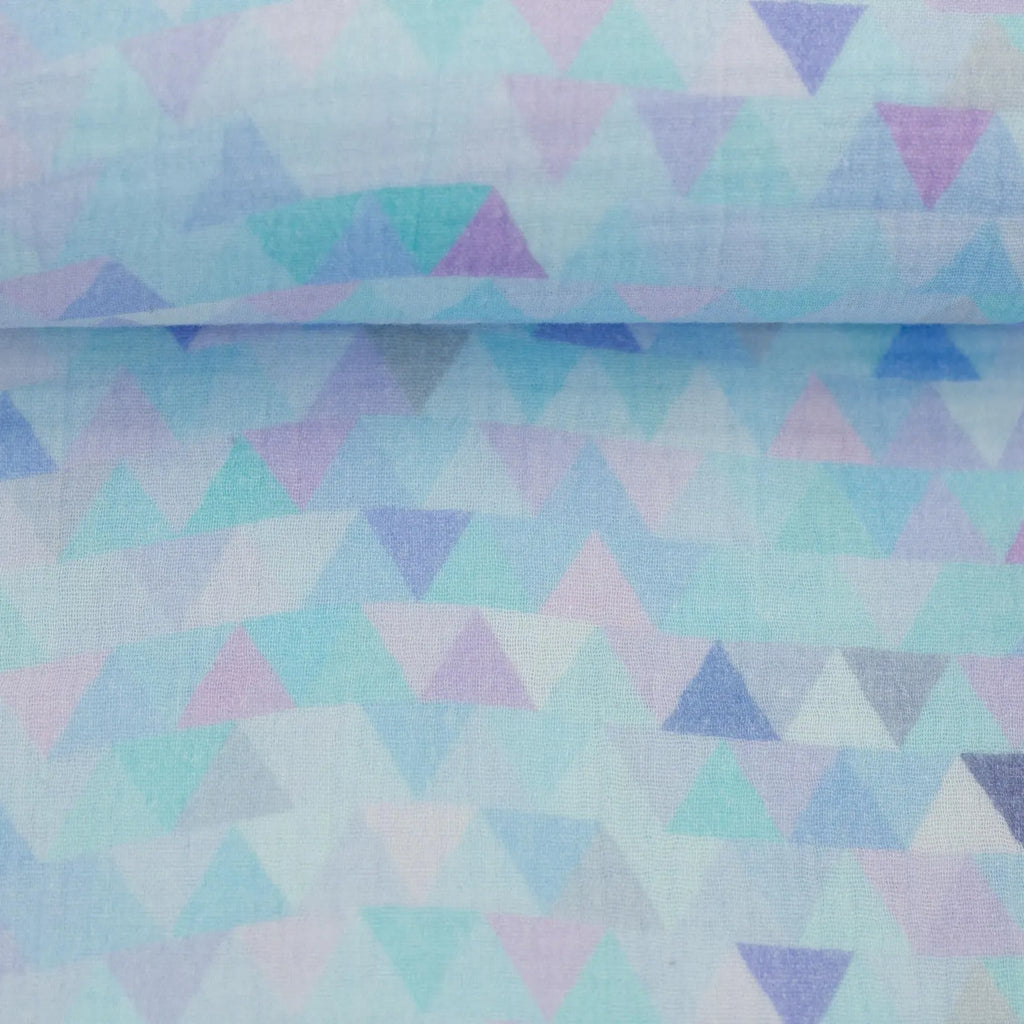 Musselin Stoff - Geo blau (Thea) (Meterware ab 0.50m)