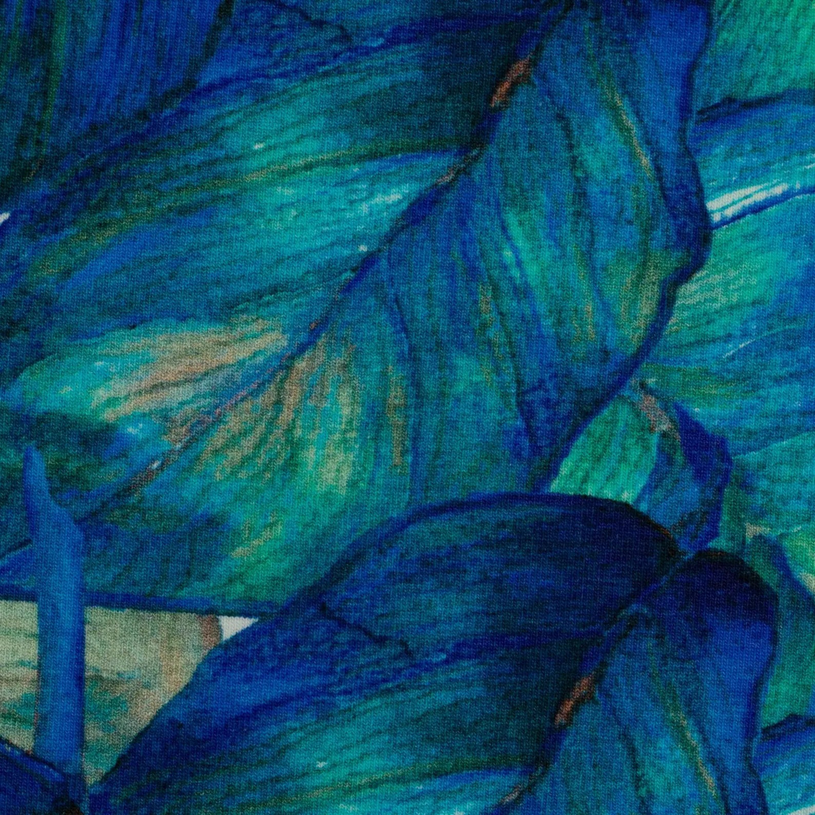 Jersey Stoff - Blue Flowers (Elias) (Meterware ab 0.50m)