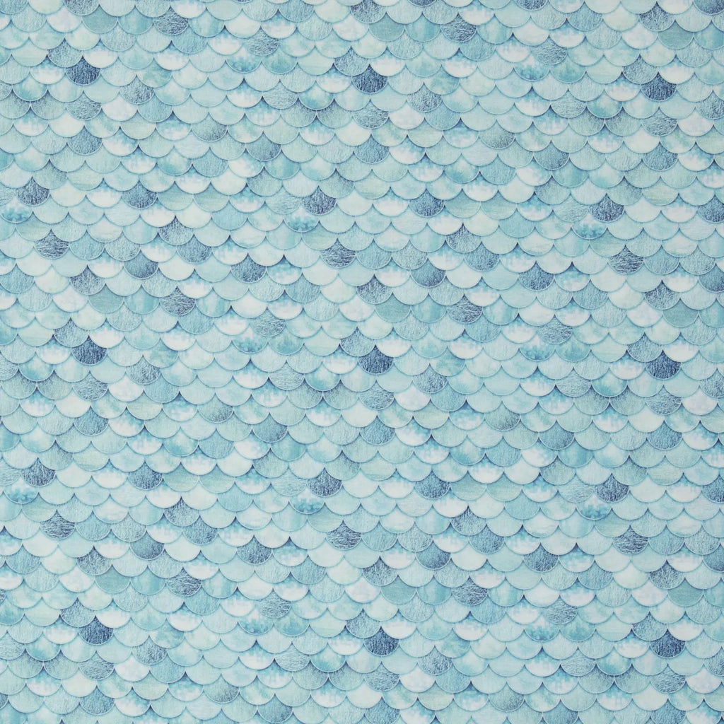 Baumwolle Webware - Mermaid, Schuppen, Schultütenstoff - blau (Meterware ab 0.50m)