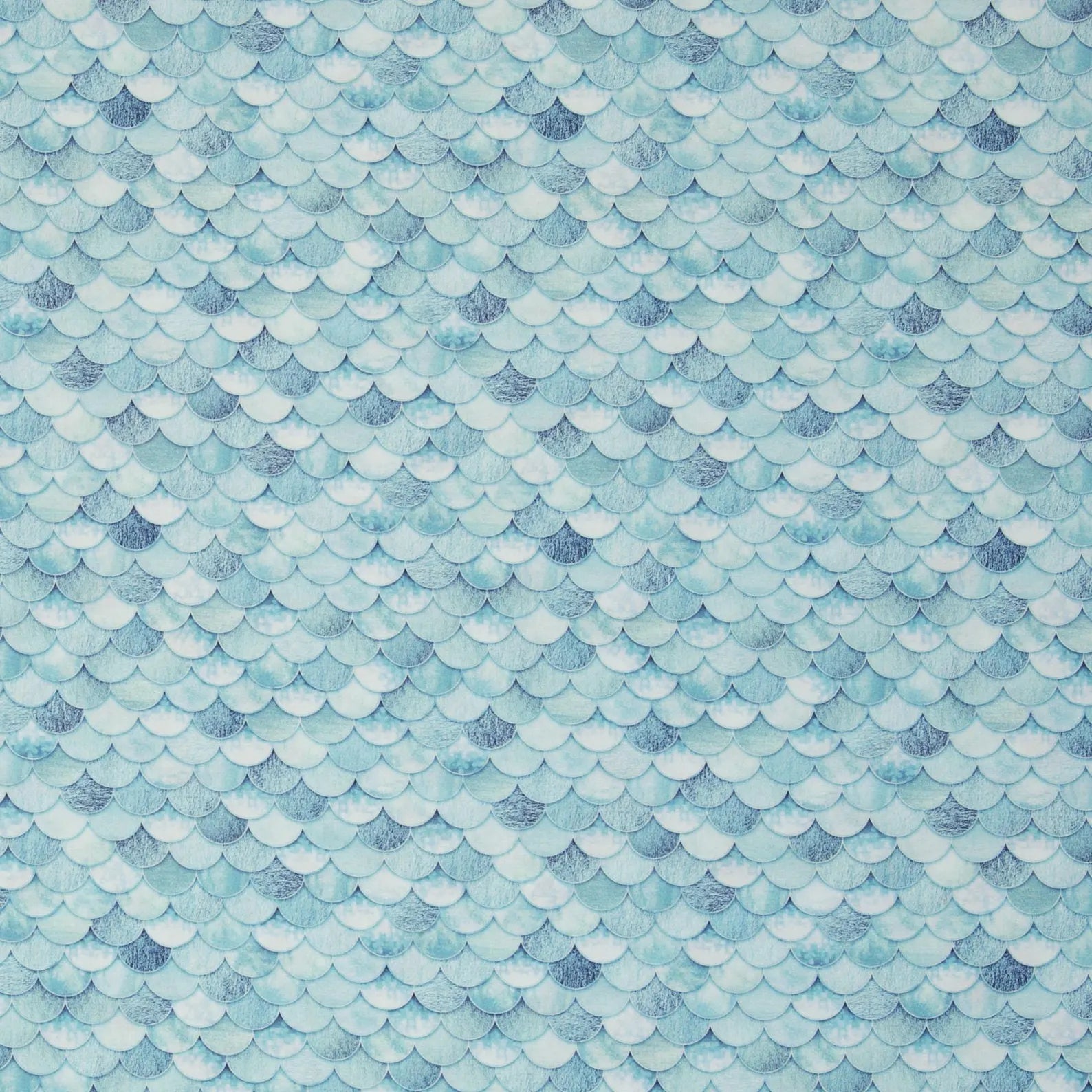 Baumwolle Webware - Mermaid, Schuppen, Schultütenstoff - blau (Meterware ab 0.50m)