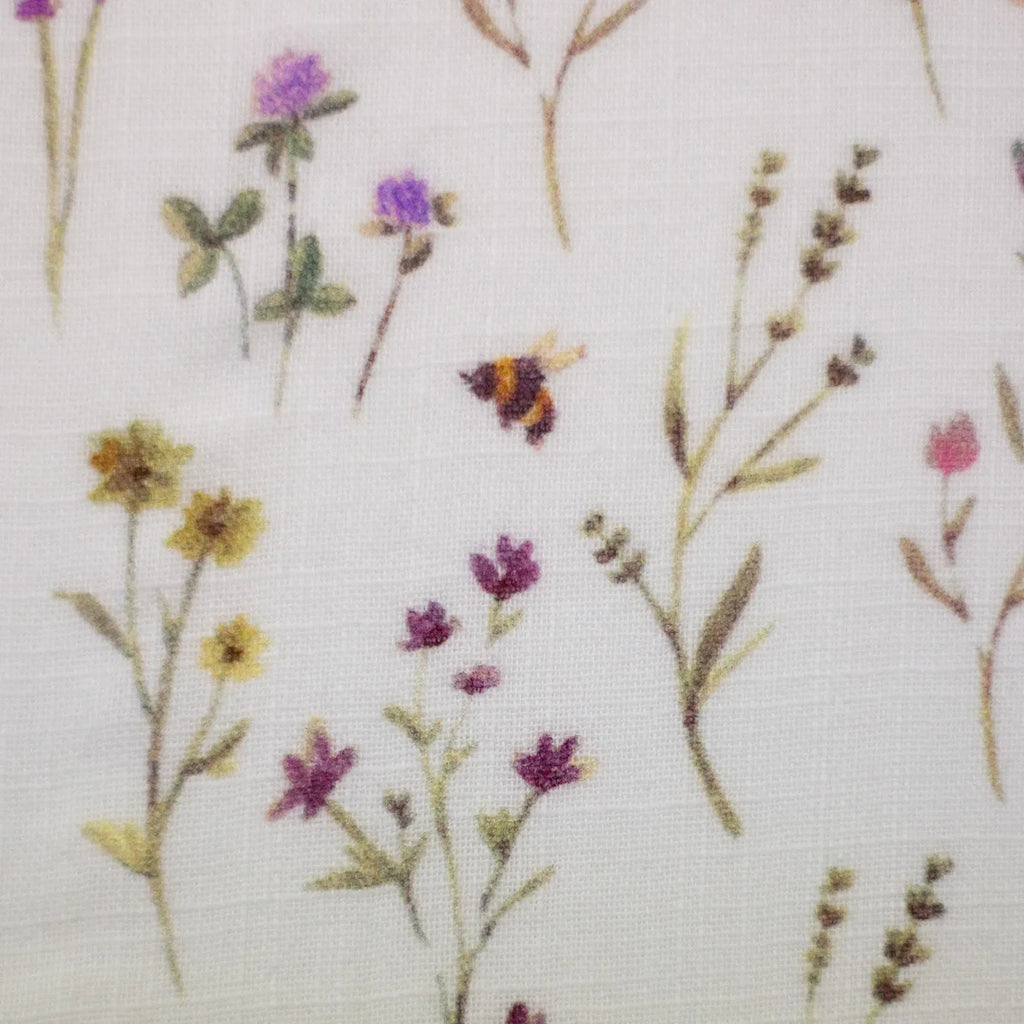 Musselin Stoff (glatt) - Blumen/Spring/Bienchen (Meterware ab 0.50m)