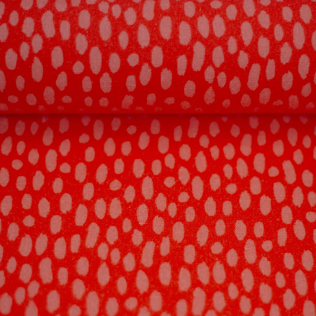 Musselin Stoff (glatt) - Red Dots - Punkte (Meterware ab 0.50m)