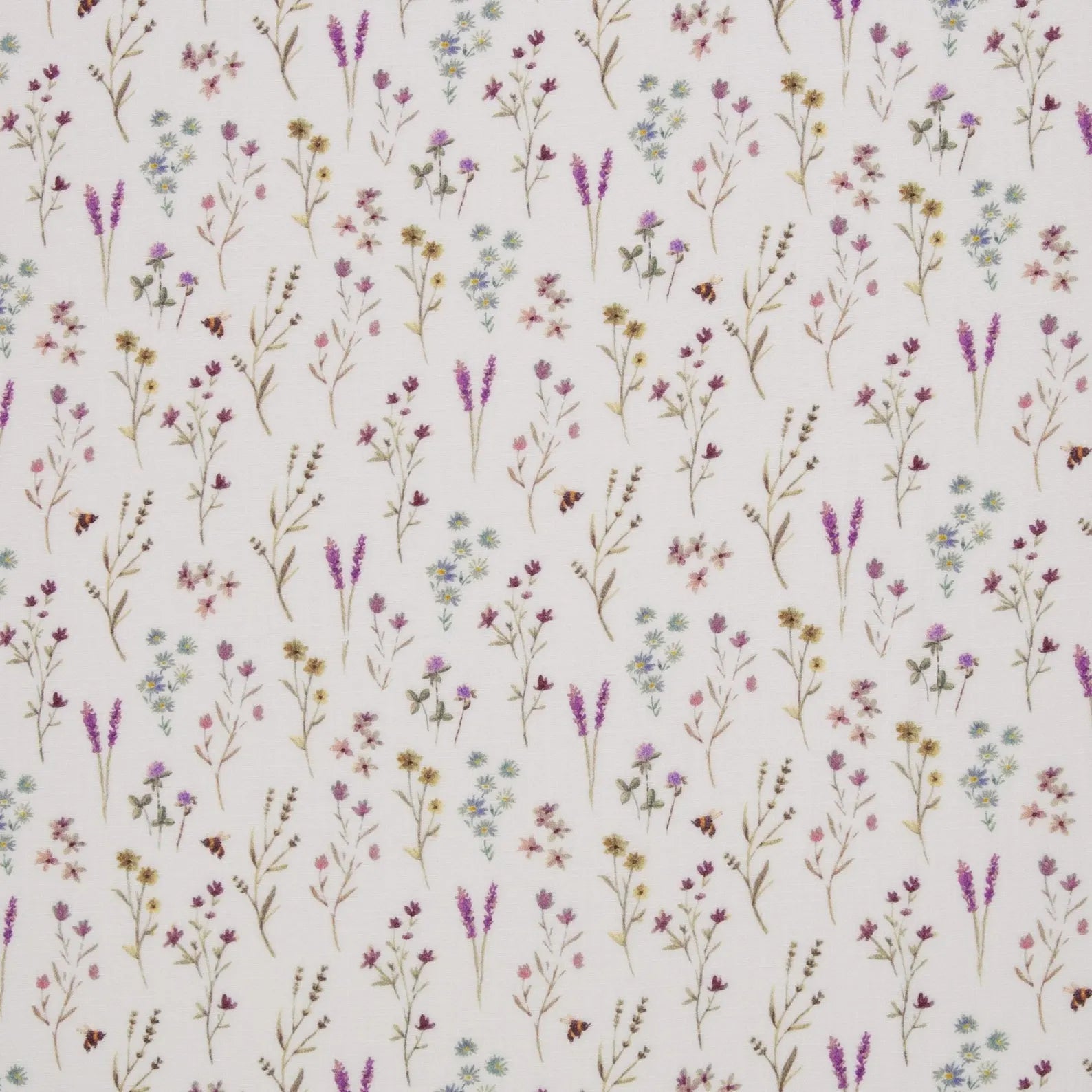 Musselin Stoff (glatt) - Blumen/Spring/Bienchen (Meterware ab 0.50m)