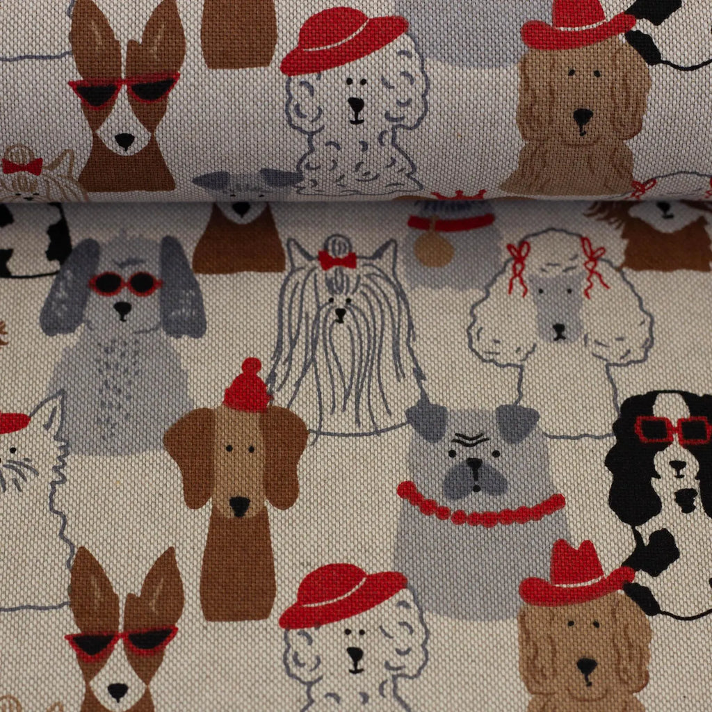 Canvas - Dekostoff - Dogs Hunde - Linde (Meterware ab 0.50m)
