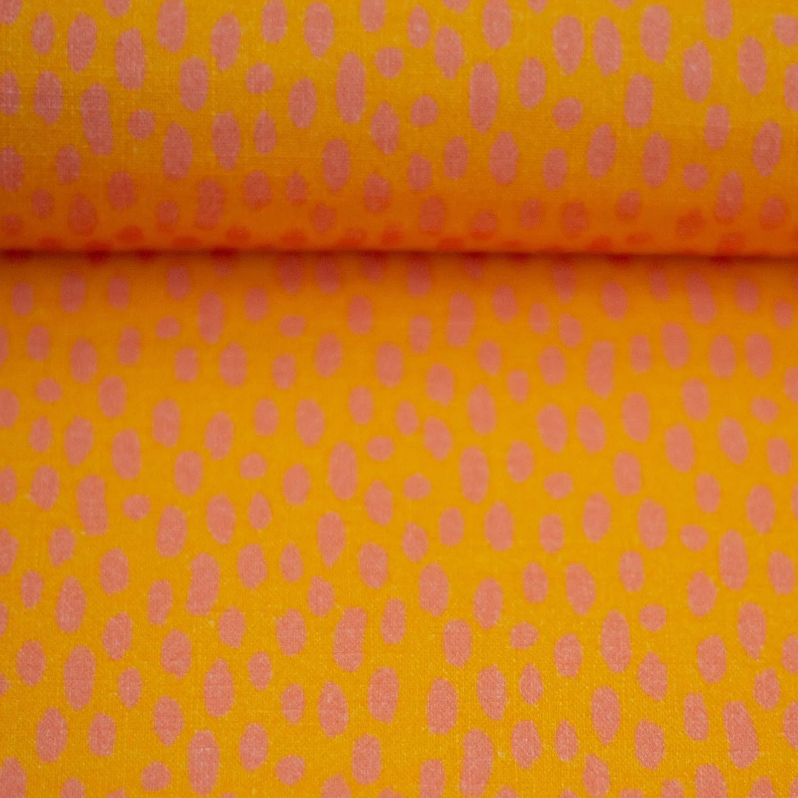 Musselin Stoff (glatt) - Yellow/Orange Dots - Punkte (Meterware ab 0.50m)