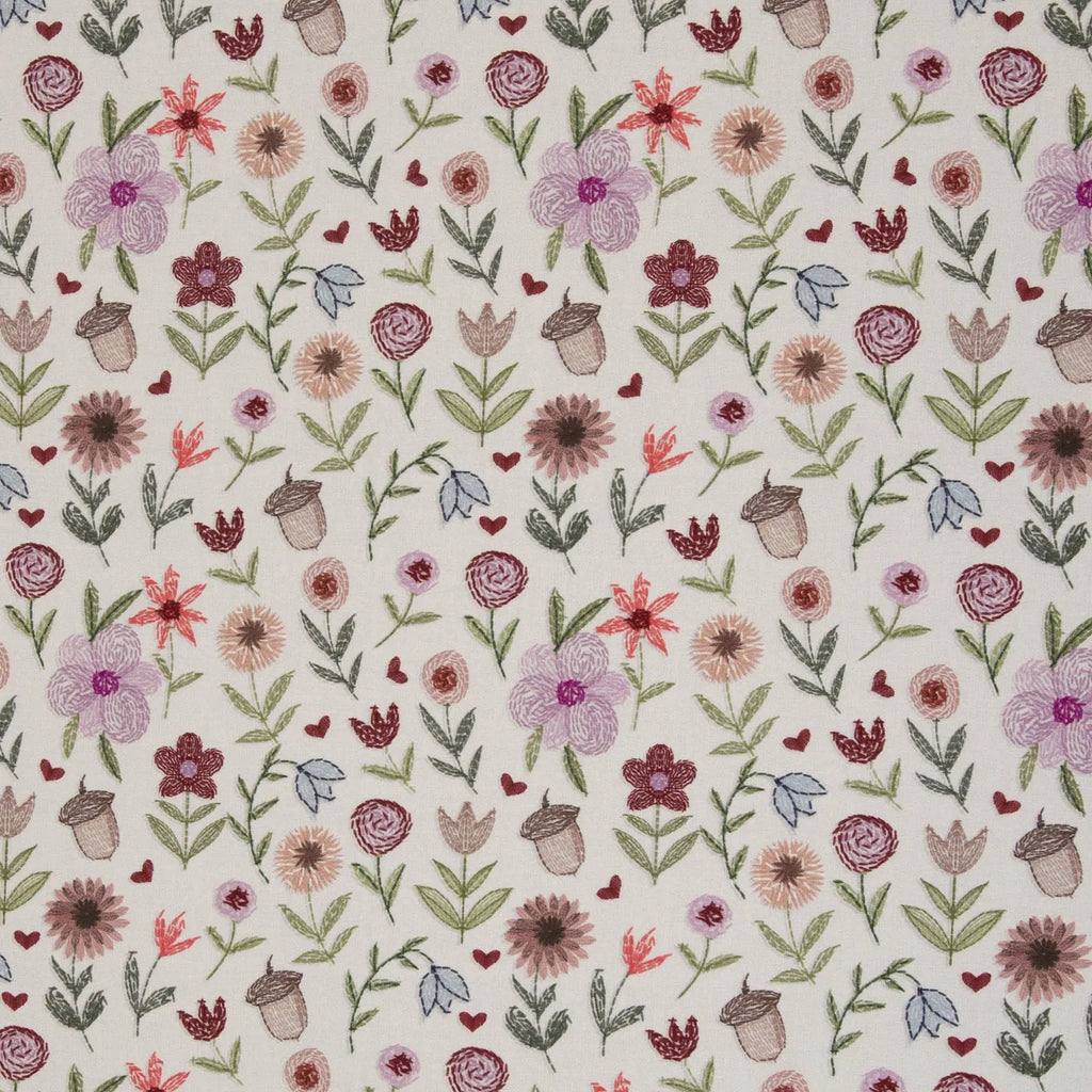 French Terry - Stickoptik, Blumen, Flowers by Christine Zielinski (Meterware ab 0.5m)