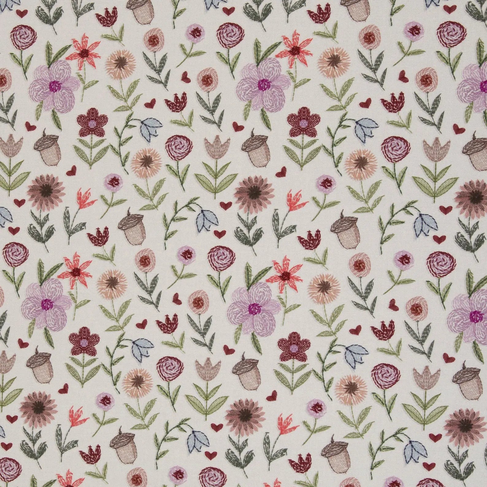 French Terry - Stickoptik, Blumen, Flowers by Christine Zielinski (Meterware ab 0.5m)