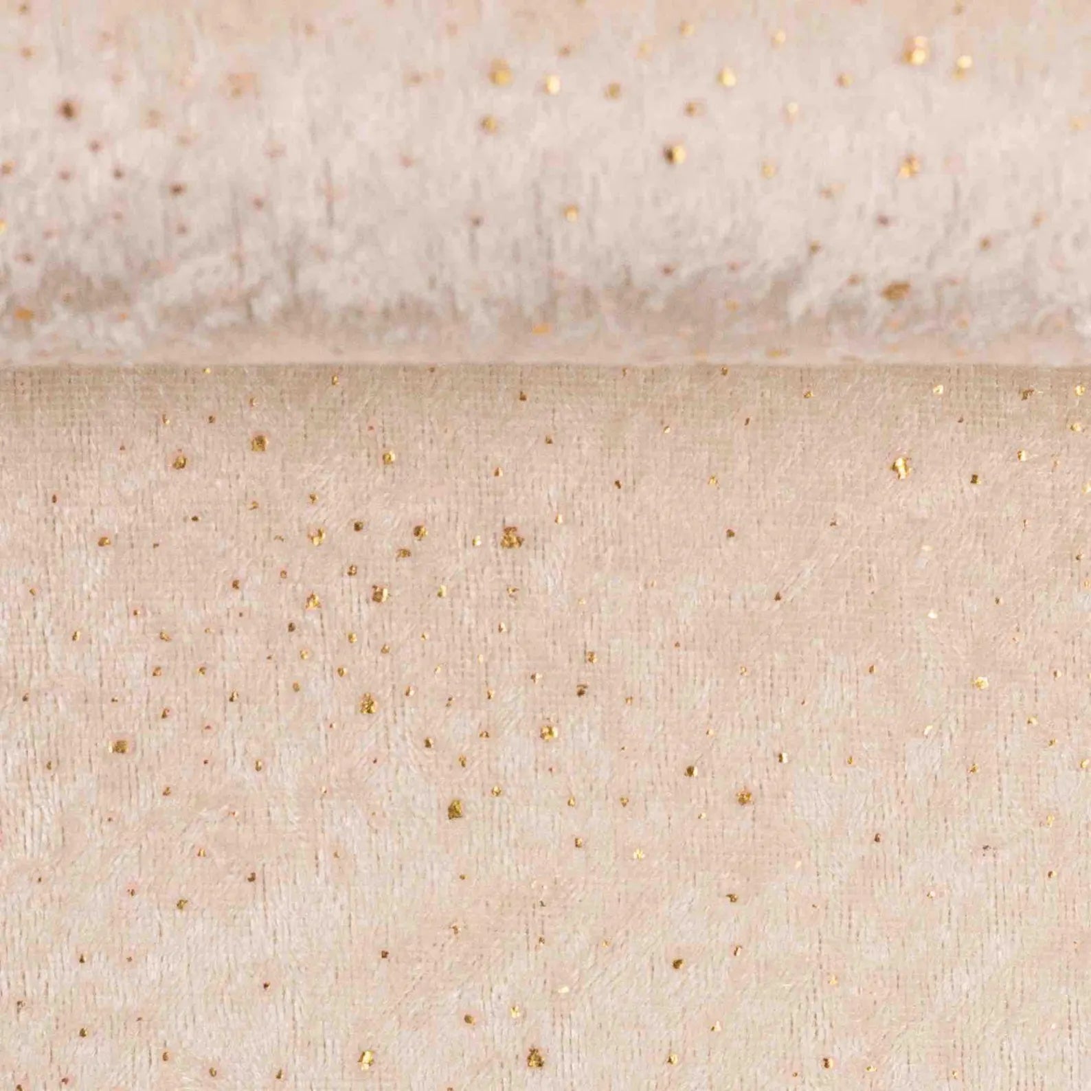 Pannesamt - Creme mit Goldtupfen (Meterware ab 0.50m)