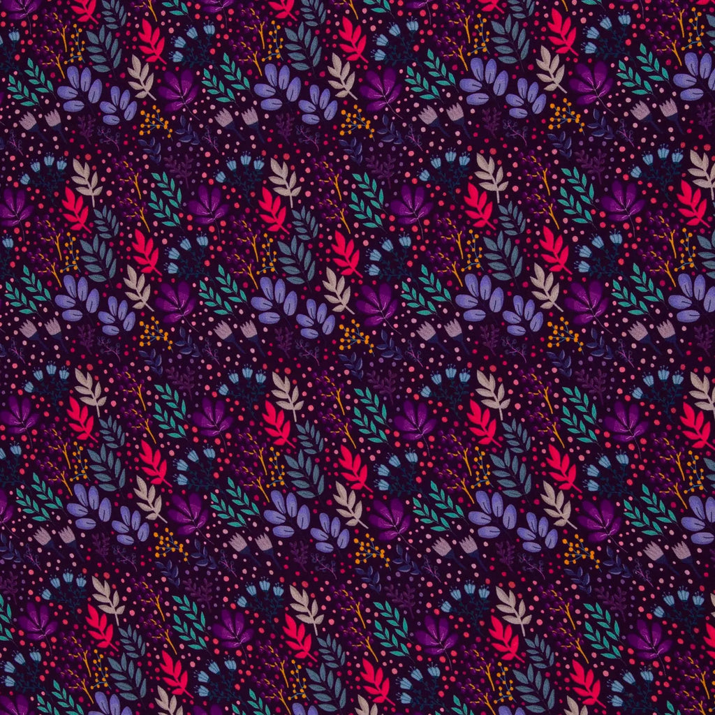 Viskose Webware - Wildblumen by Emjo Design - Lila (Meterware ab 0.50m)