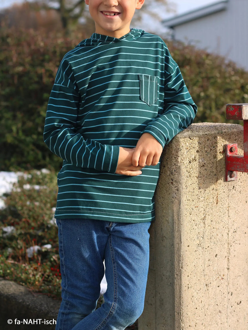 Jersey Stoff - Streifen - Stripes - Isa - Dunkelgrün (Meterware ab 0.50m)