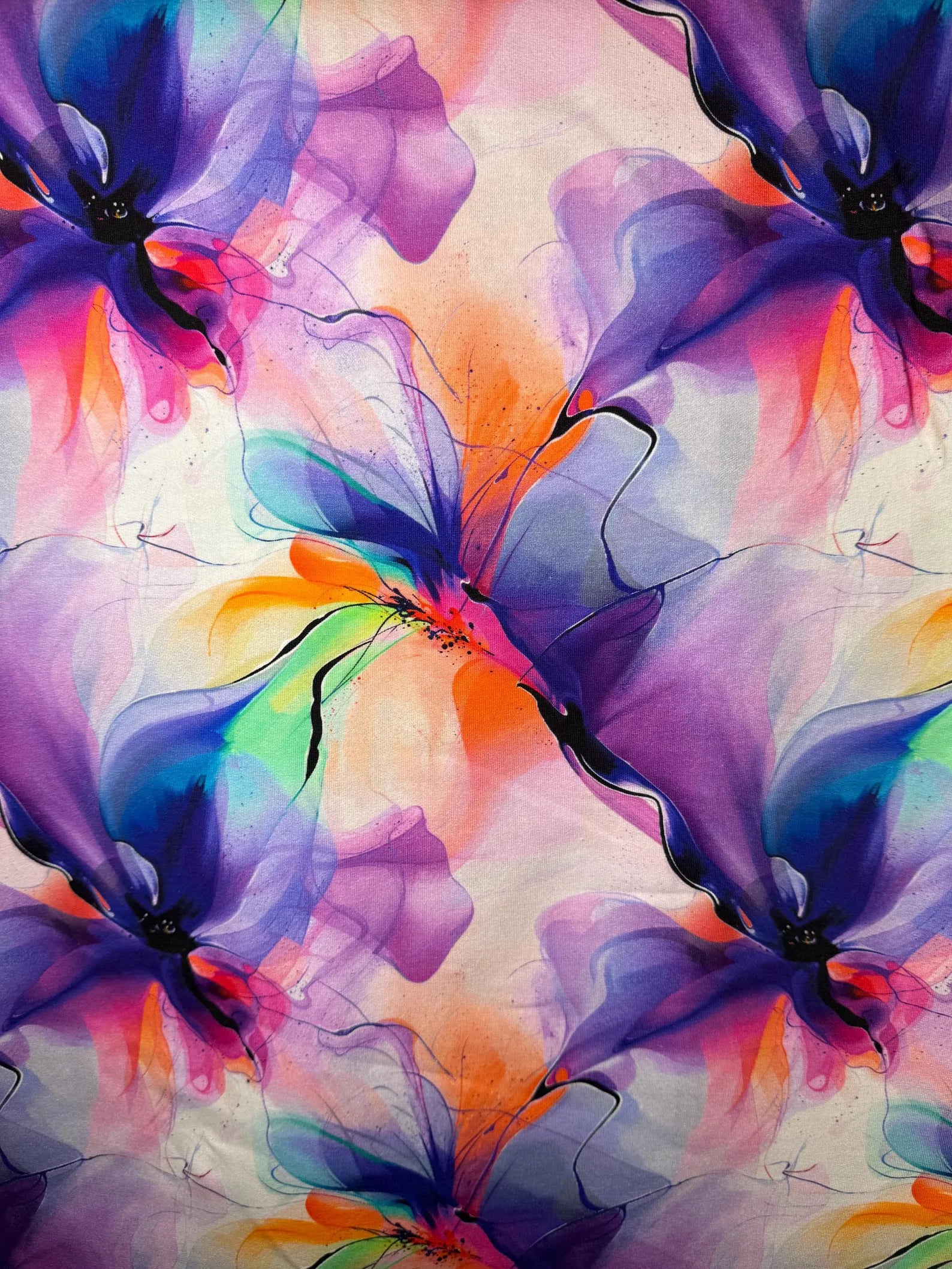 French Terry - Aquarell Flowers (Meterware ab 0.5m)