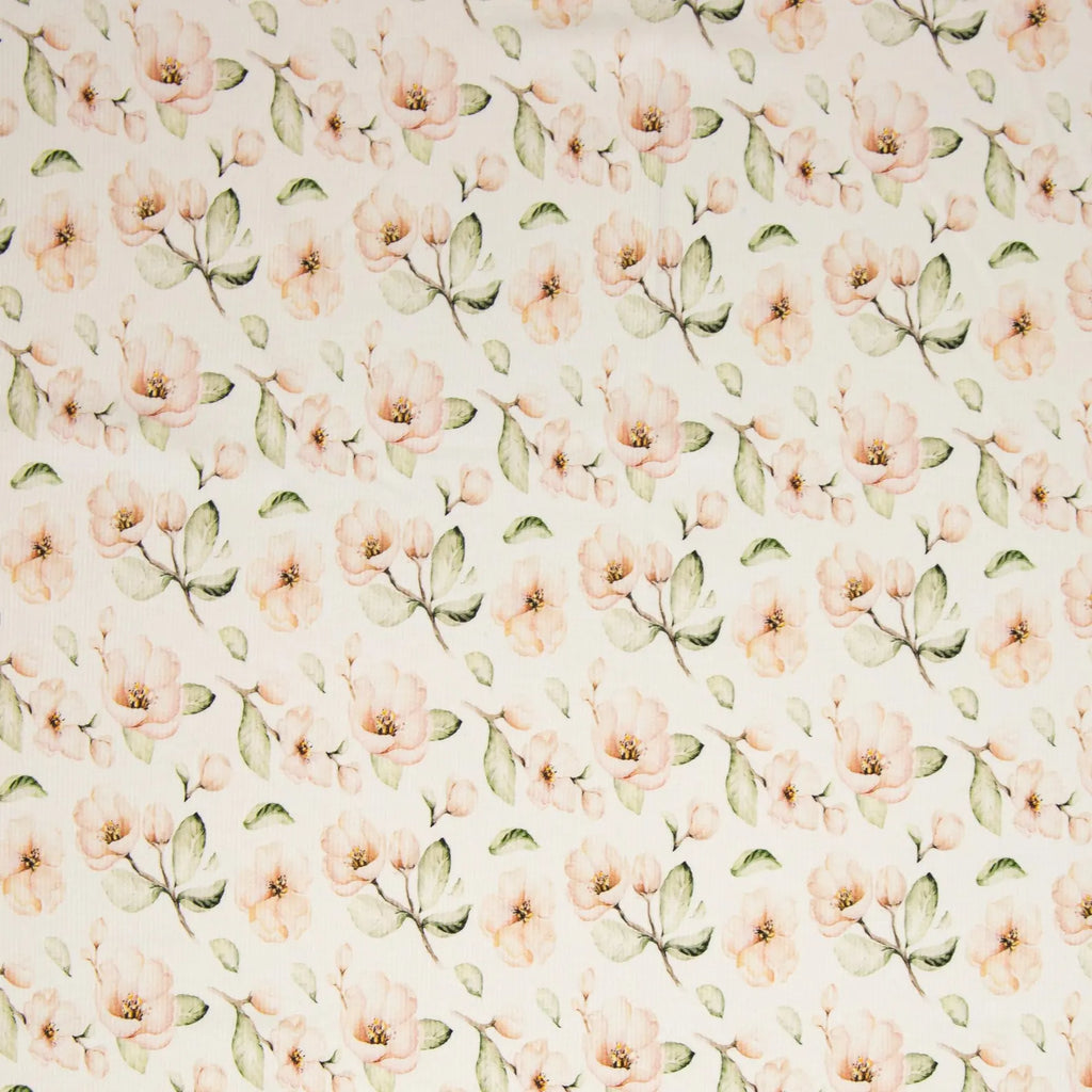 Rippjersey Stoff - Flowers (Meterware ab 0.50m)