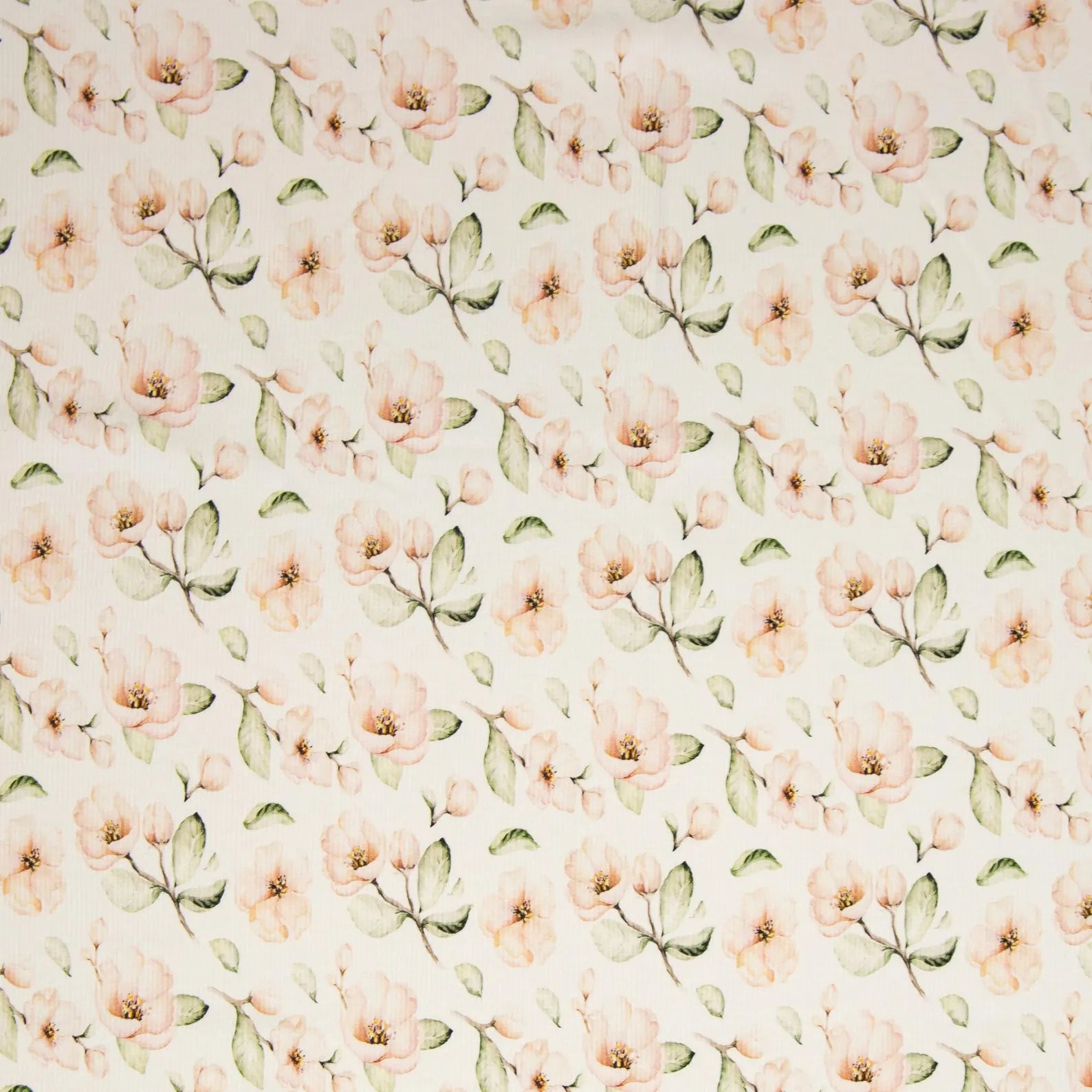 Rippjersey Stoff - Flowers (Meterware ab 0.50m)
