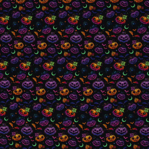 Baumwolle Webware - Halloween - Kürbis (Meterware ab 0.50m)