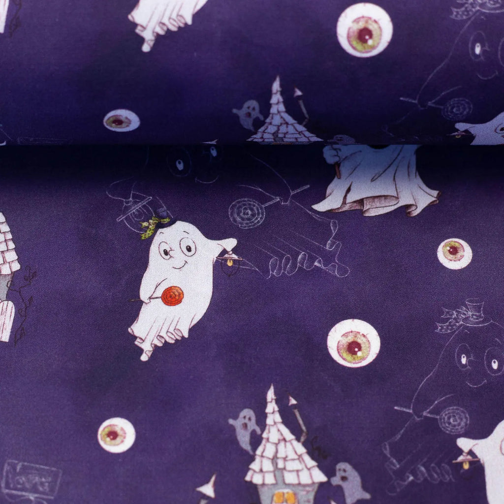 Baumwolle Webware - Halloween - Geisterschloss (Meterware ab 0.50m)