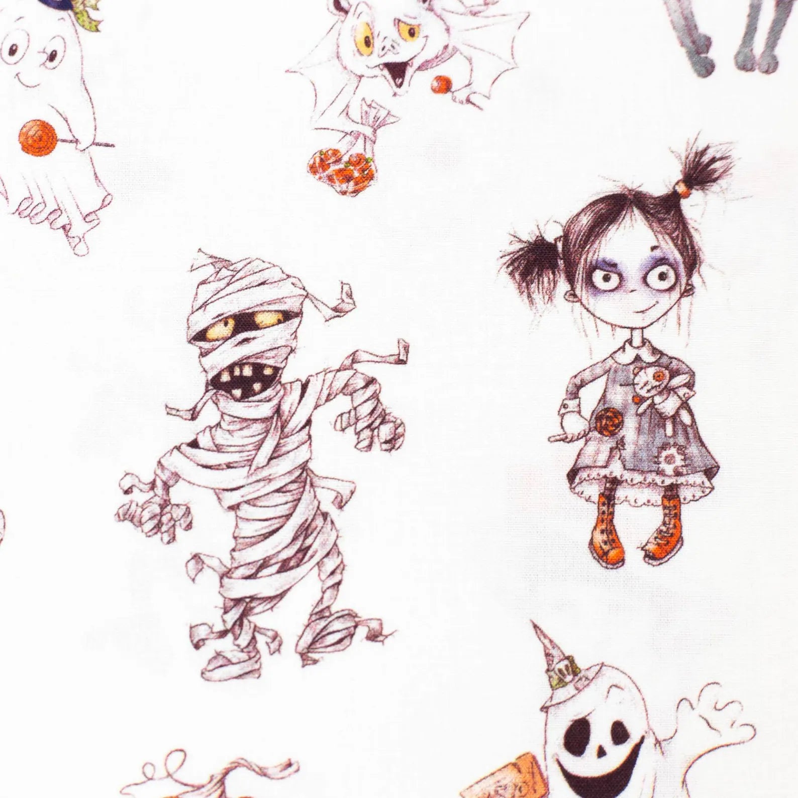 Baumwolle Webware - Halloween - Mumie (Meterware ab 0.50m)