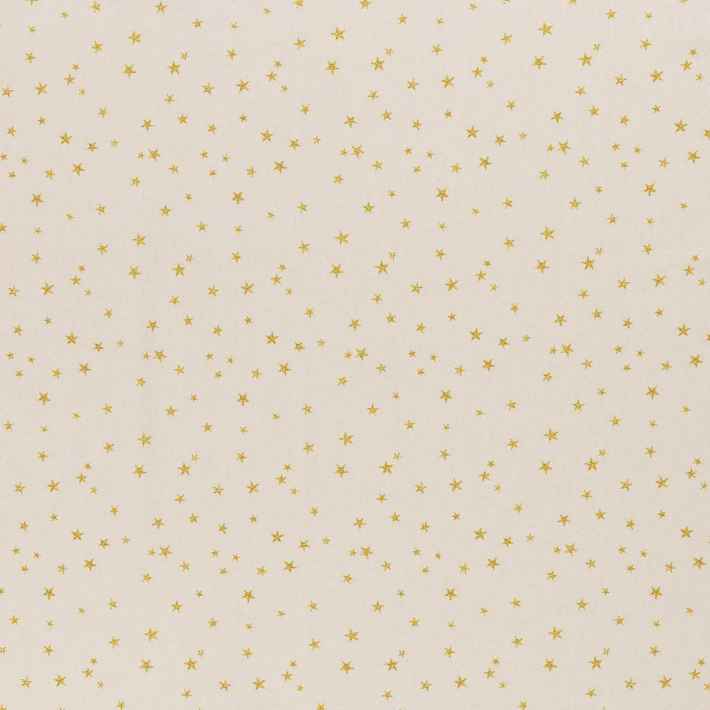 Baumwolle Webware - Sterne gold/weiß - Weihnachten (Meterware ab 0.50m)