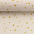 Baumwolle Webware - Sterne gold/weiß - Weihnachten (Meterware ab 0.50m)